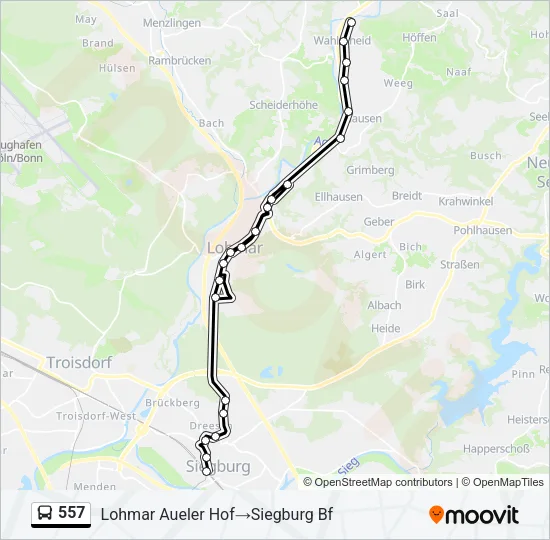 557 Bus Line Map