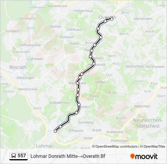 557 Bus Line Map