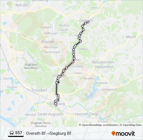 557 Bus Line Map