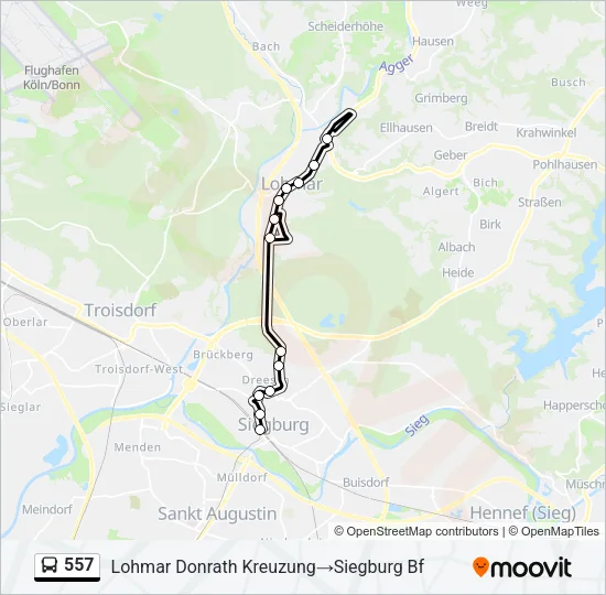 557 Bus Line Map