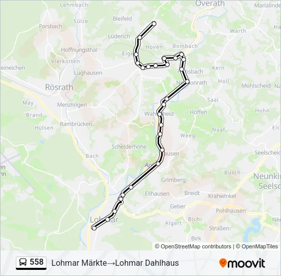 Buslinie 558 Karte