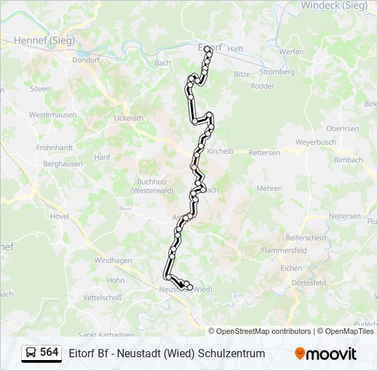 564 bus Line Map