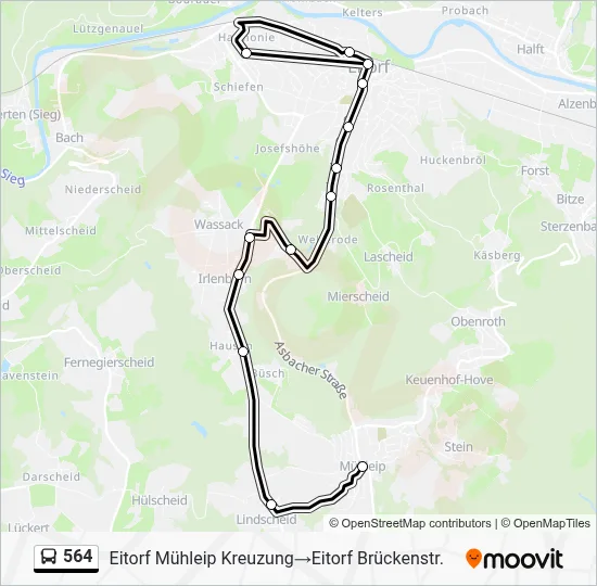564 Bus Line Map