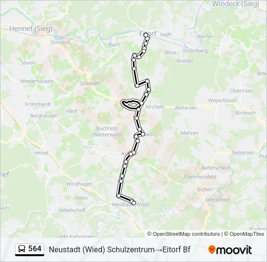 564 Bus Line Map