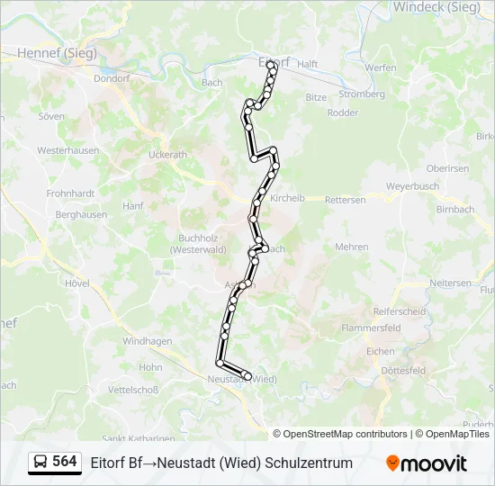 564 Bus Line Map