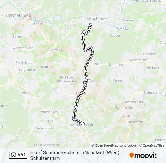 564 Bus Line Map