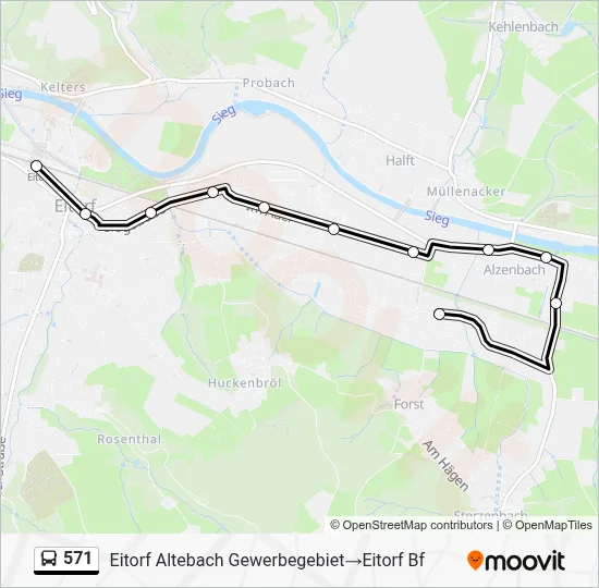 571 Bus Line Map