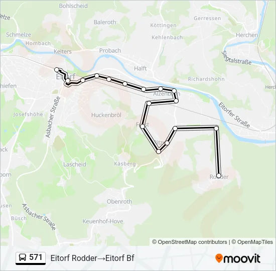 571 Bus Line Map