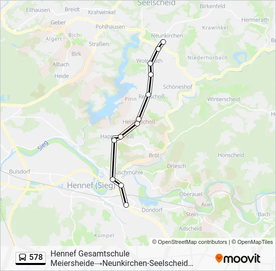 Автобус 578: карта маршрута