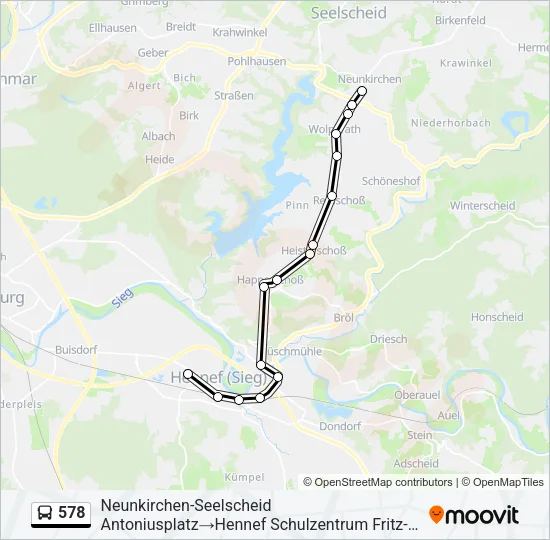 578 Bus Line Map
