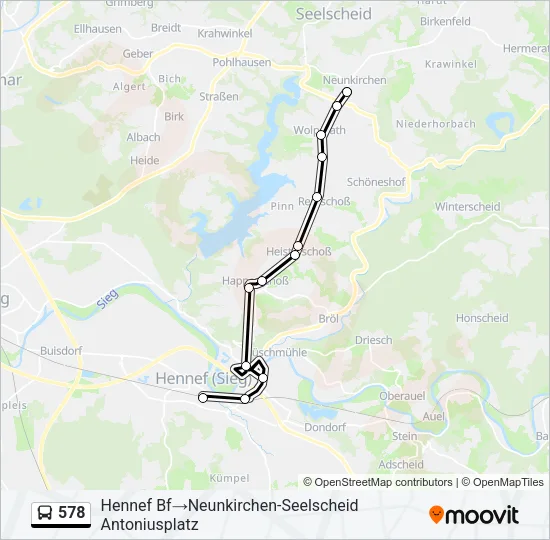 578 Bus Line Map