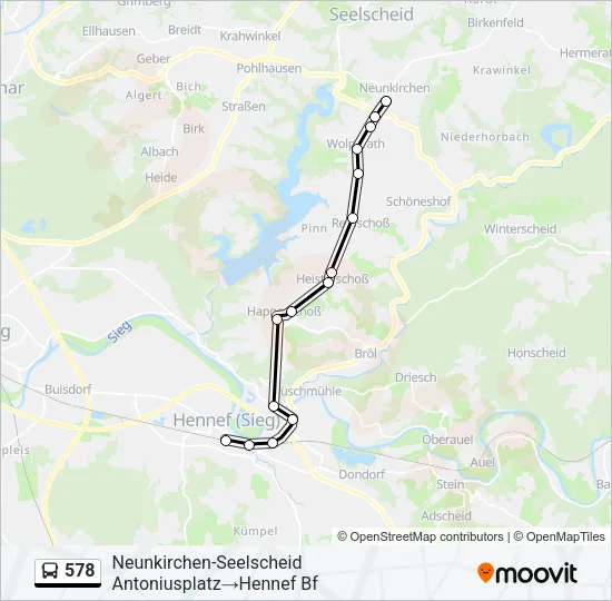 578 Bus Line Map