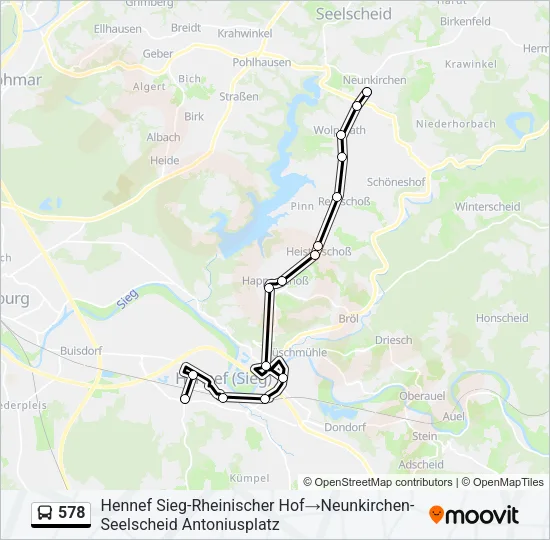 578 Bus Line Map