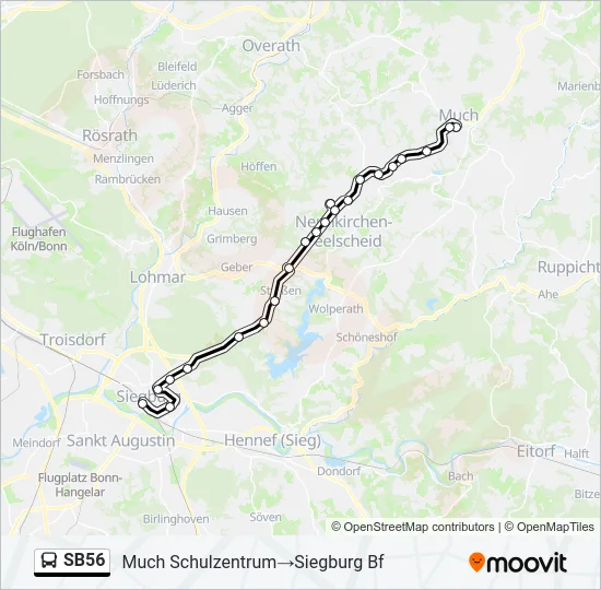 Автобус SB56: карта маршрута