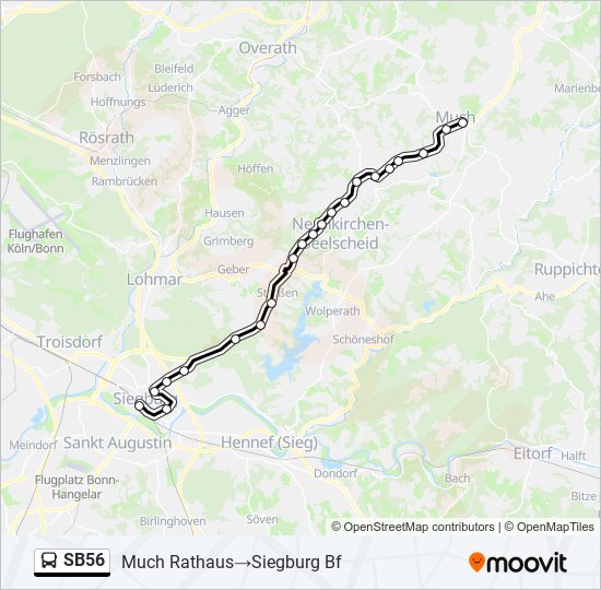 Автобус SB56: карта маршрута
