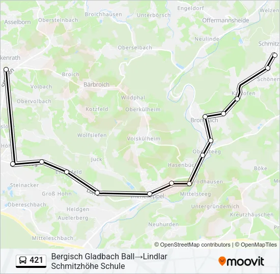 421 Bus Line Map