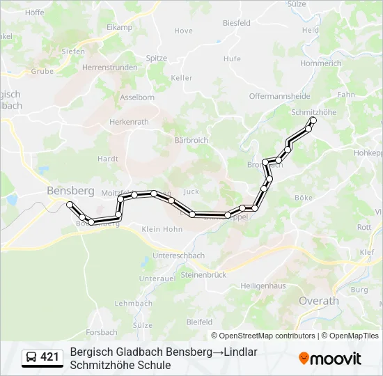 421 Bus Line Map
