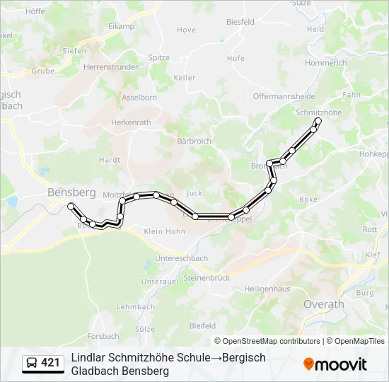421 Bus Line Map