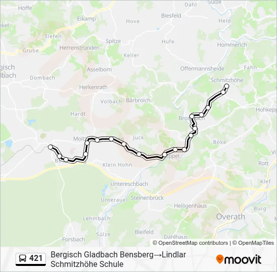 421 Bus Line Map