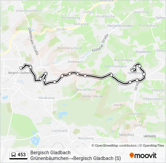 Buslinie 453 Karte