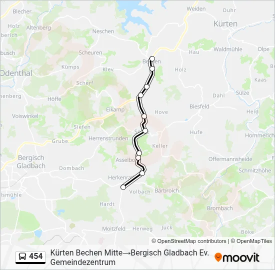 454 Bus Line Map