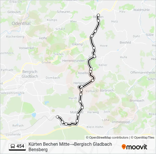 Buslinie 454 Karte