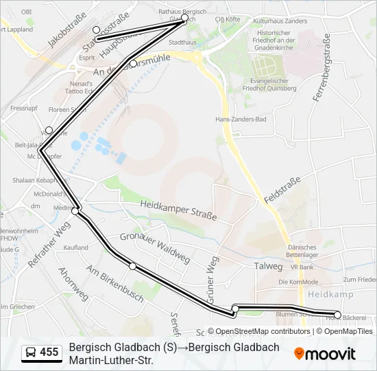 455 Bus Line Map