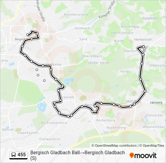 455 Bus Line Map