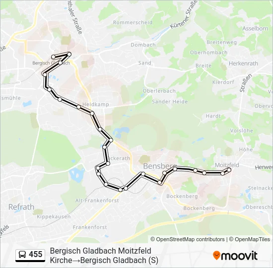 Автобус 455: карта маршрута