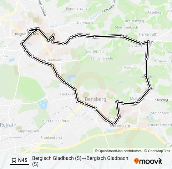 N45 Bus Line Map