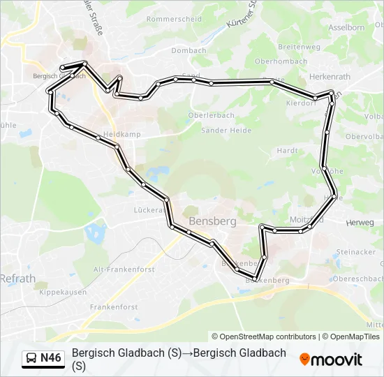 N46 Bus Line Map
