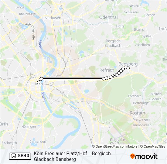 Автобус SB40: карта маршрута