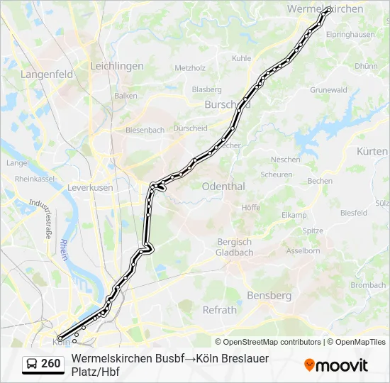 Автобус 260: карта маршрута