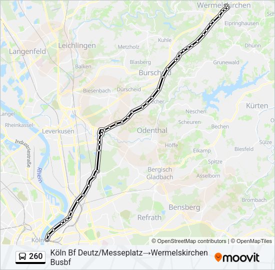 Автобус 260: карта маршрута