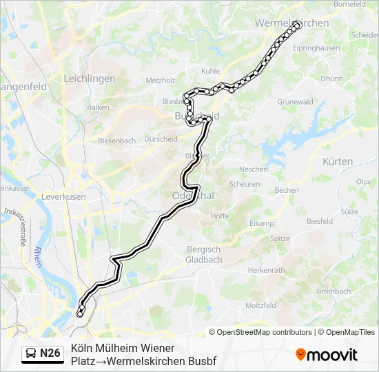Buslinie N26 Karte