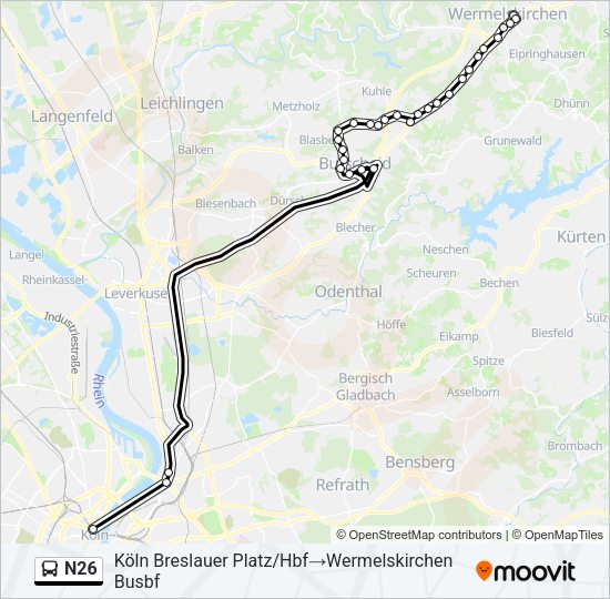 N26 Bus Line Map