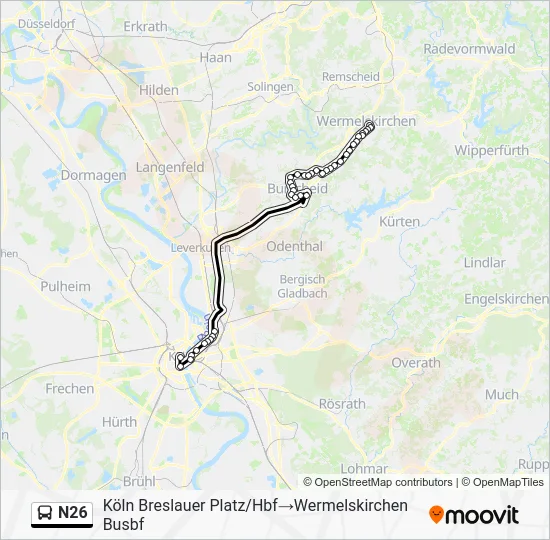 N26 Bus Line Map