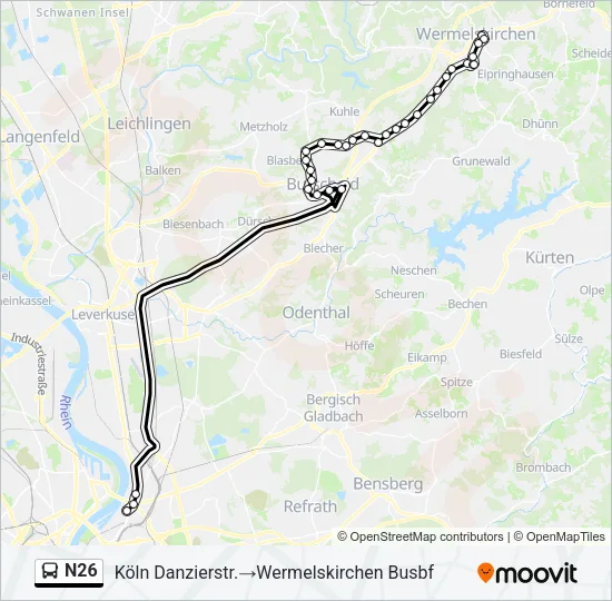 Автобус N26: карта маршрута