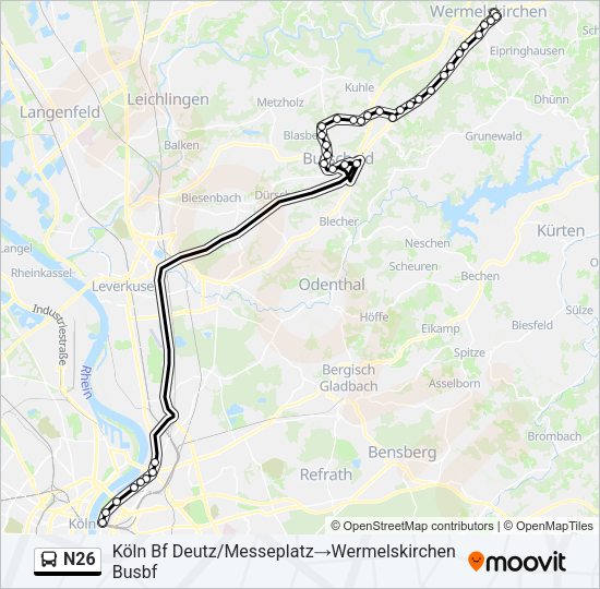 Автобус N26: карта маршрута