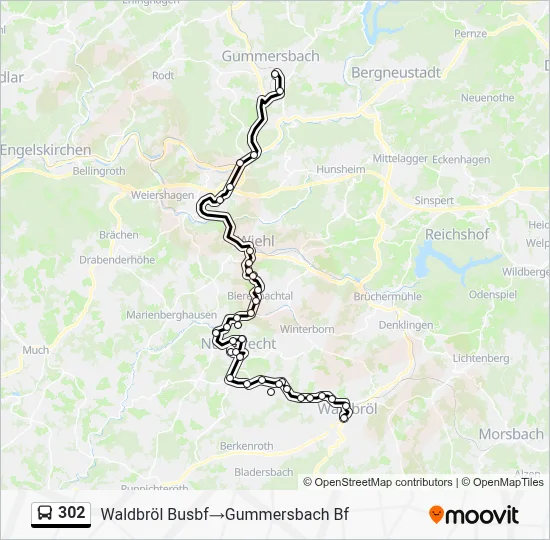 Buslinie 302 Karte