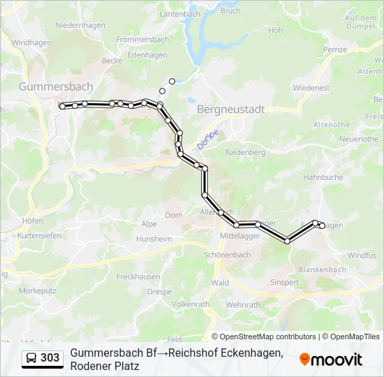 303 Bus Line Map