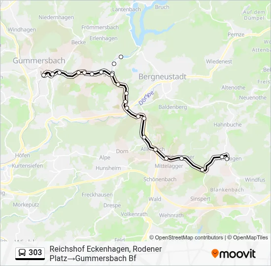 303 Bus Line Map