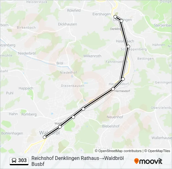 303 Bus Line Map