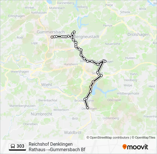 Автобус 303: карта маршрута