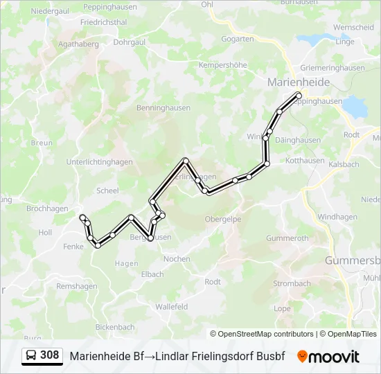308 Bus Line Map