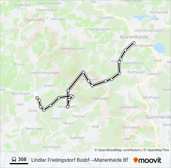 308 Bus Line Map