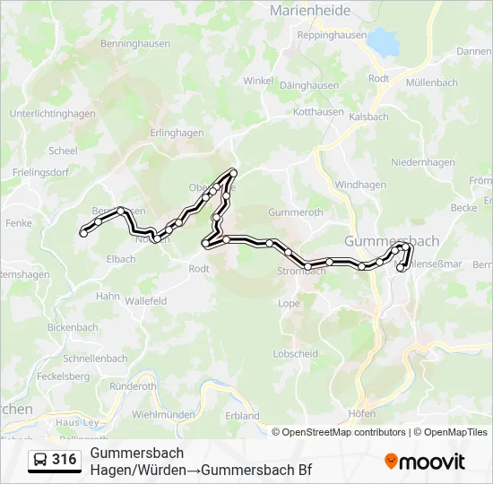 316 Bus Line Map