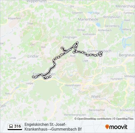 Маршрут 316: Расписание, Карты И Остановки - Engelskirchen St.