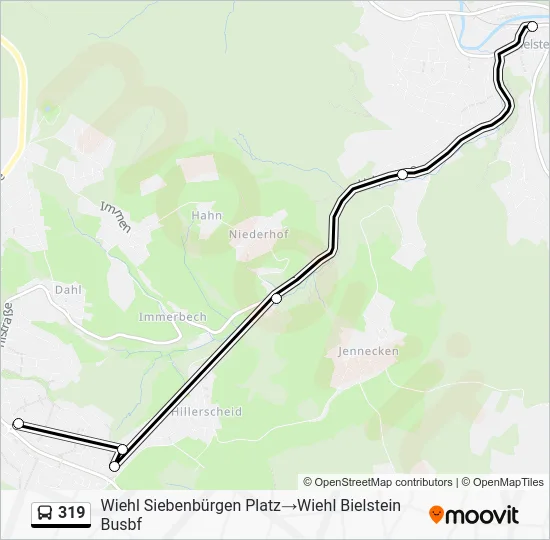 Автобус 319: карта маршрута