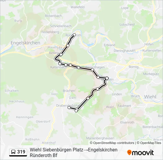 Автобус 319: карта маршрута